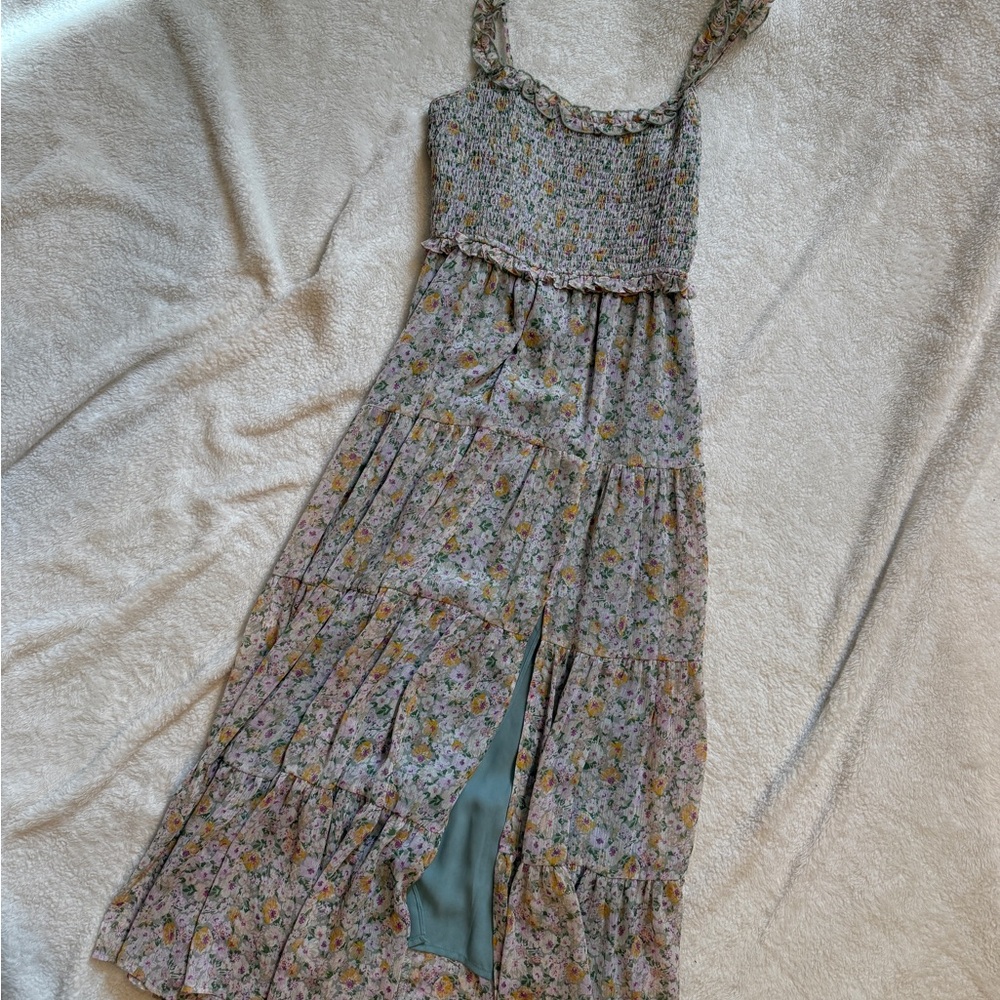 Floral Maxi Dress with Ruffle Straps